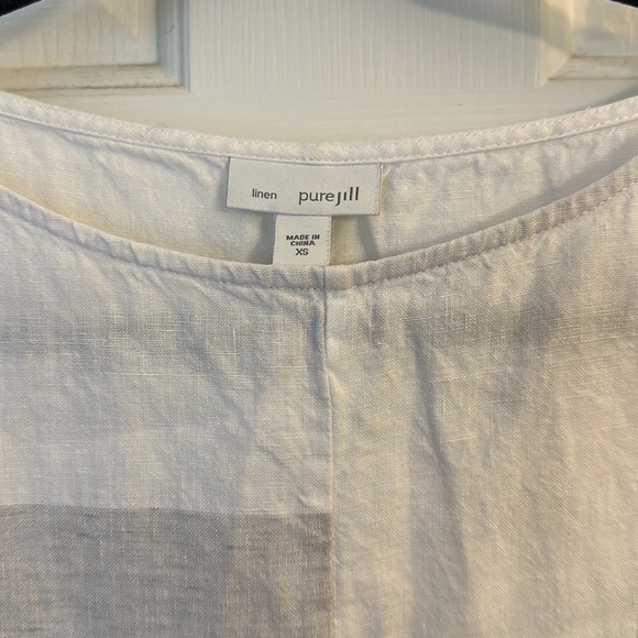 J Jill PureJill 100% Linen Boxy Oversized Short Sleeve Colorblock Blouse XS grey - Picture 4 of 4